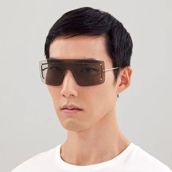 NEW ALEXANDER MCQUEEN AM0412S 002 SHIELD UNISEX SUNGLASSES ALEXANDER MCQUEEN - Picture 1 of 10